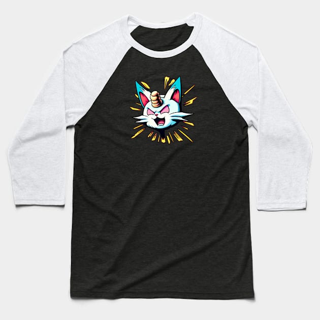 Trippy weird unicorn cat Baseball T-Shirt by stkUA